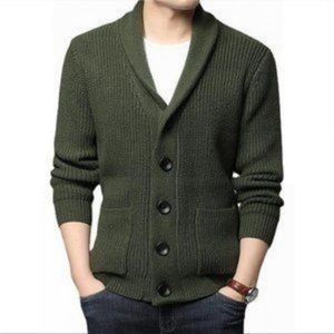 New Men's Cardigans Slim Fit Green
